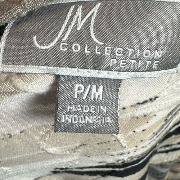 JM Collection black gray & white abstract print jacquard top size petite medium - Picture 6 of 7